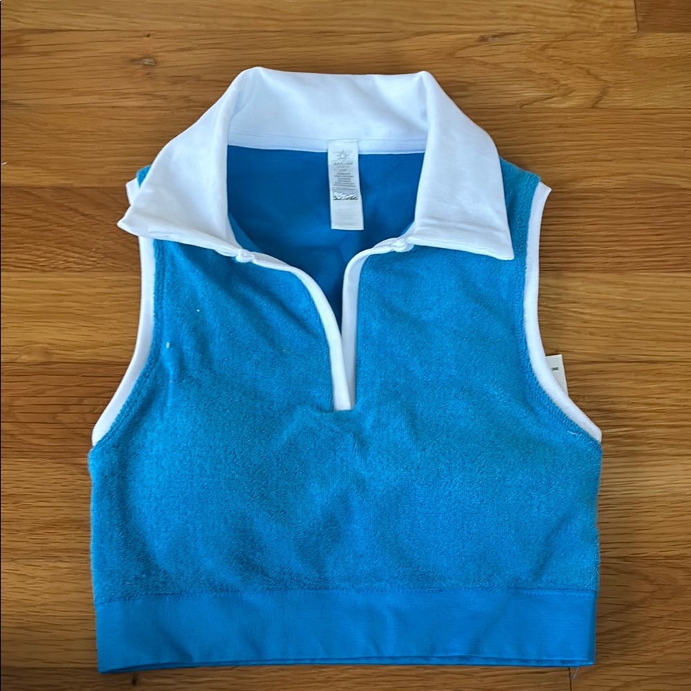 Aerie Blue and White Collared Sleeveless Top